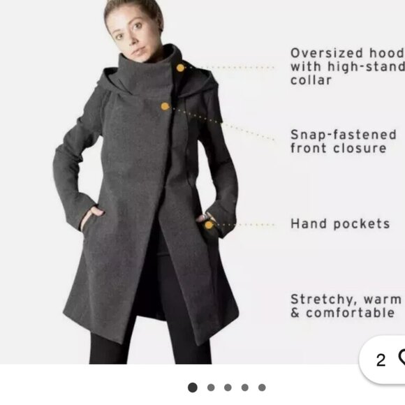 Betabrand All Day Coat Grey Shawl Collar Hooded SIZE SMALL - Picture 2 of 7